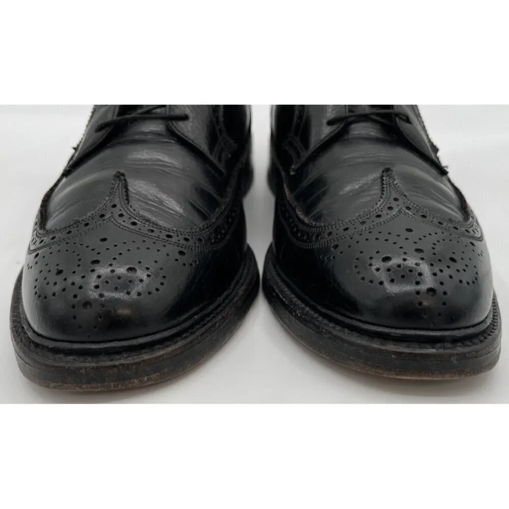 Vintage Florsheim Imperial Size 12D Black Leather Cordovan Wingtip Oxfords 76019